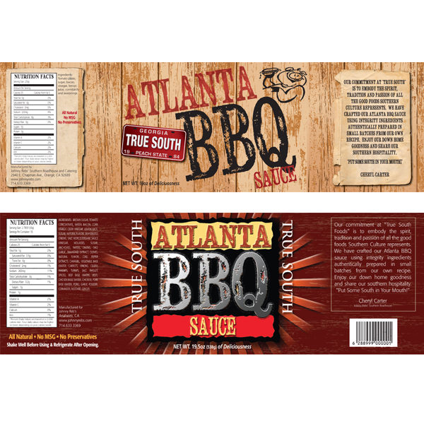Client: Johnny Reb's BBQ Sauce Label Design Comps