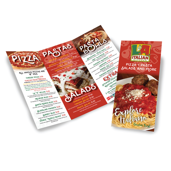 Client:  LA Italian KitchenProject:  To Go Menu