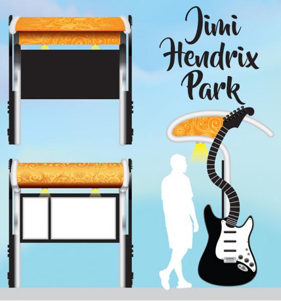 Jimi Hendrix Park kiosk design